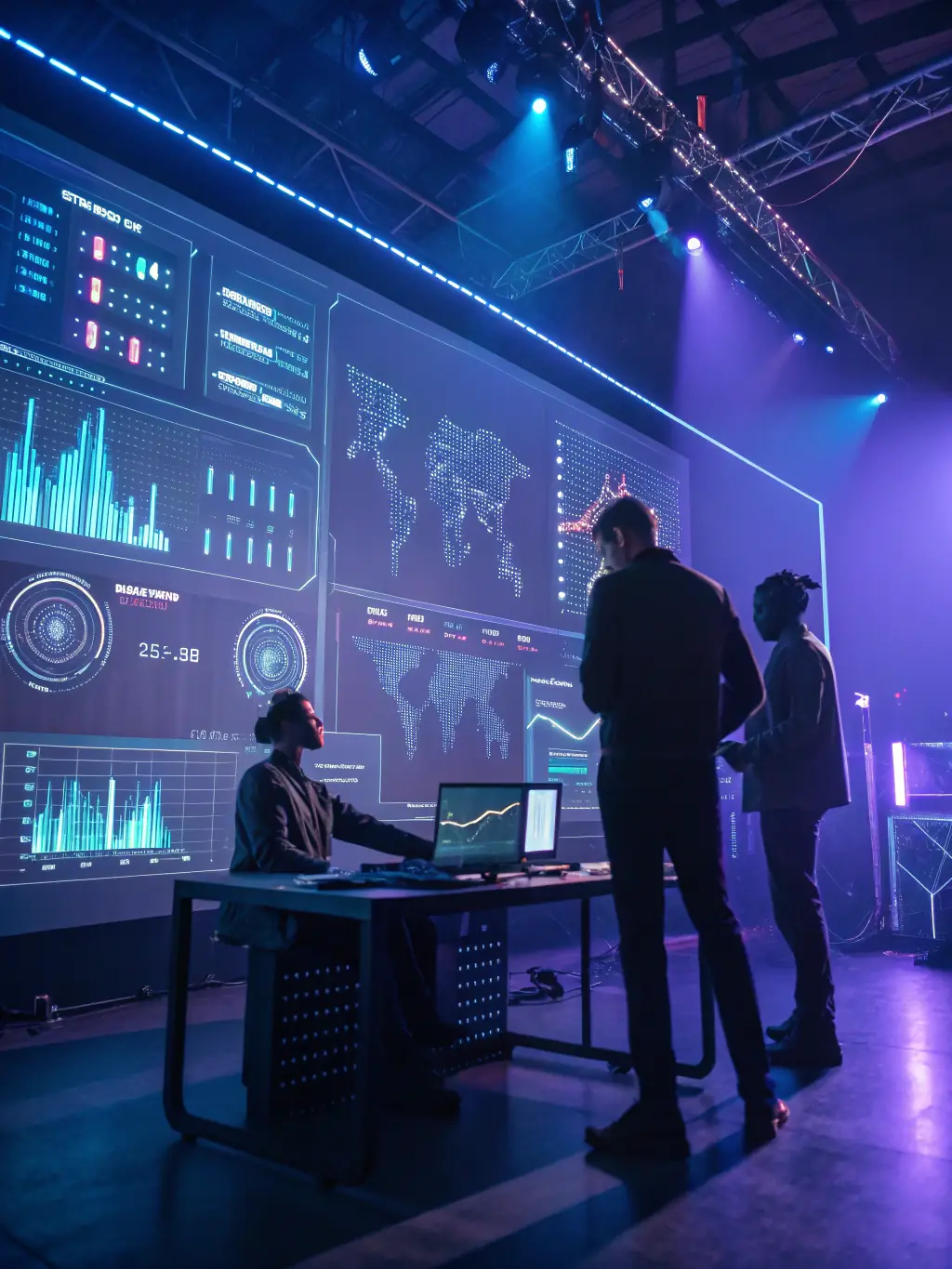 A visually appealing image showcasing a combination of AI tools, citation management interfaces, and website optimization metrics, representing the integrated services of Budget Marketing Pros.